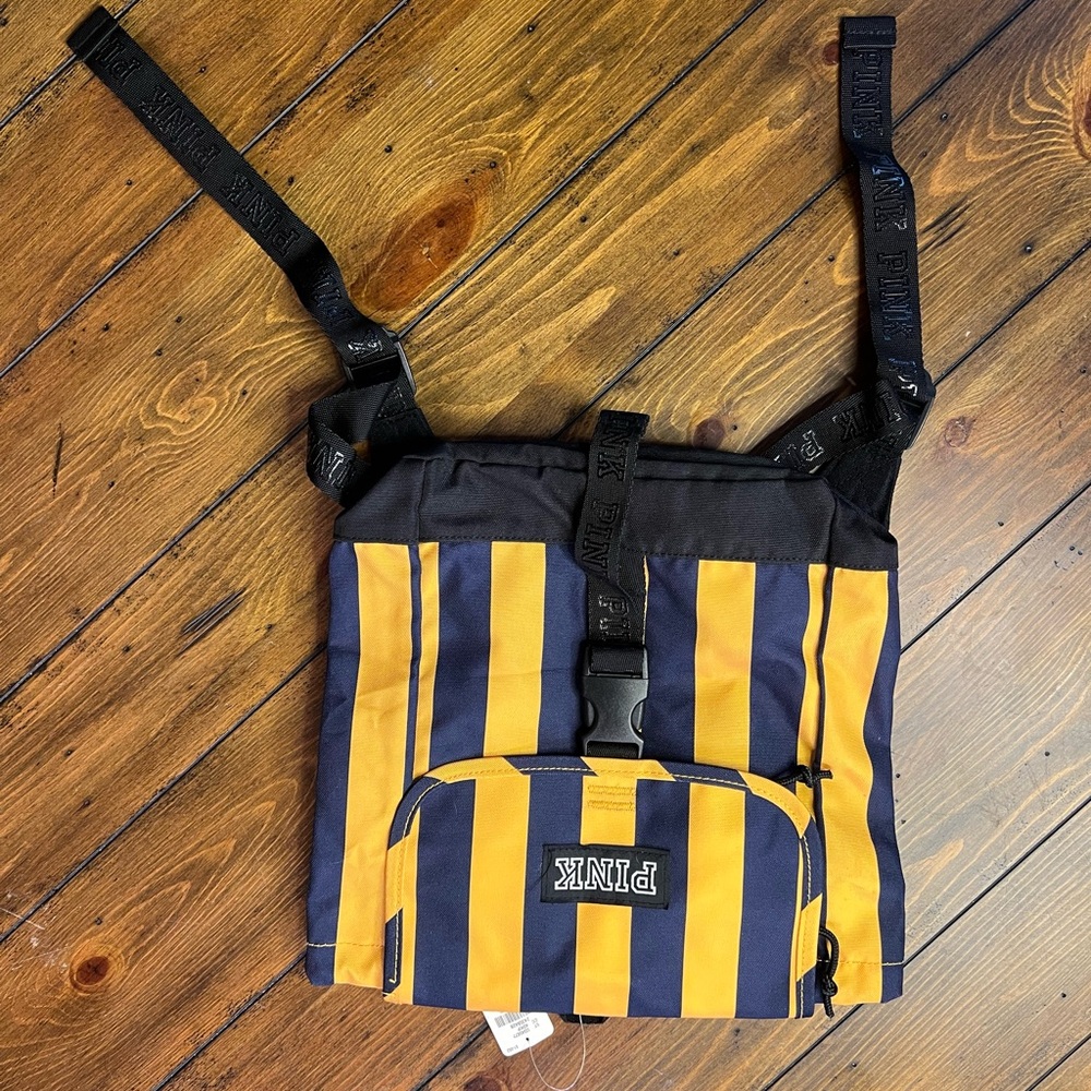 PINK Victoria's Secret Black and Yellow Striped Backpack